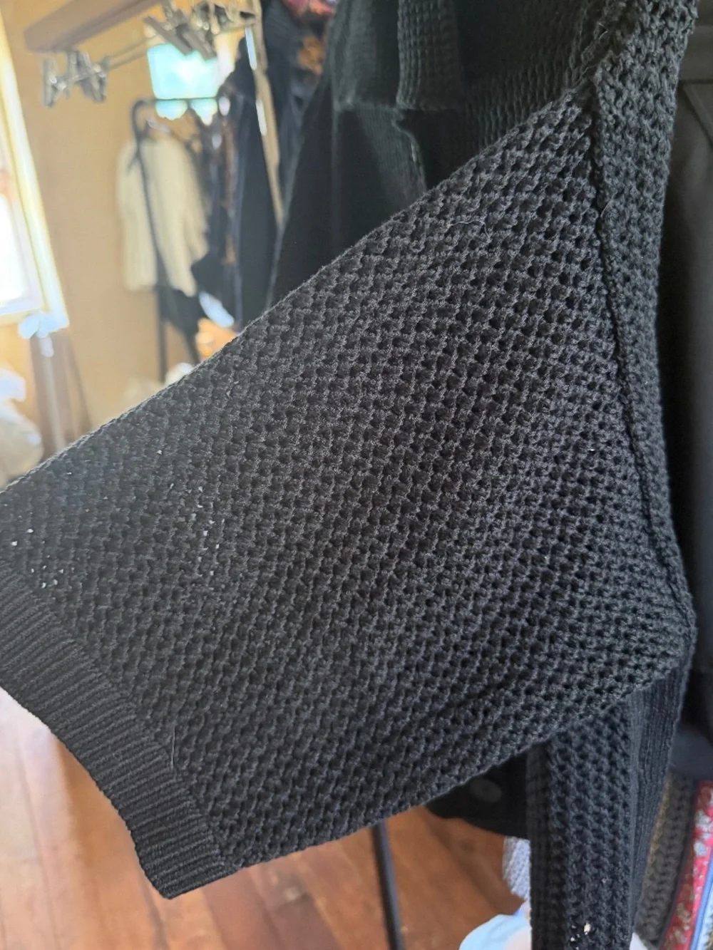 Madewell 100% cotton loose black knit short sleeve button up cardigan S/M - Picture 6 of 10